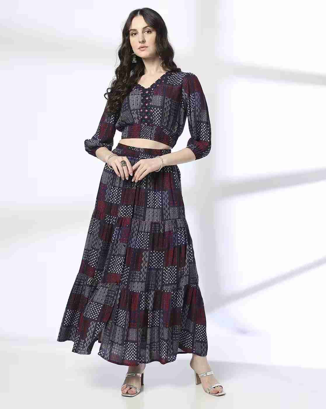 FUSION | Women Printed Top & Skirt Set|0