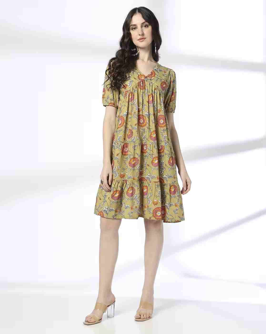 FUSION | Women Floral Print Tiered Dress|0
