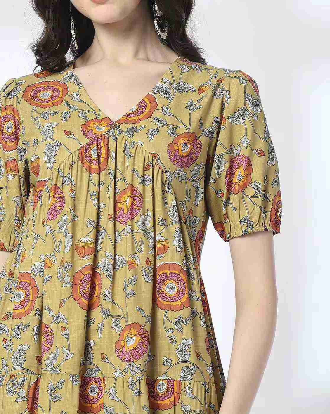 FUSION | Women Floral Print Tiered Dress|3