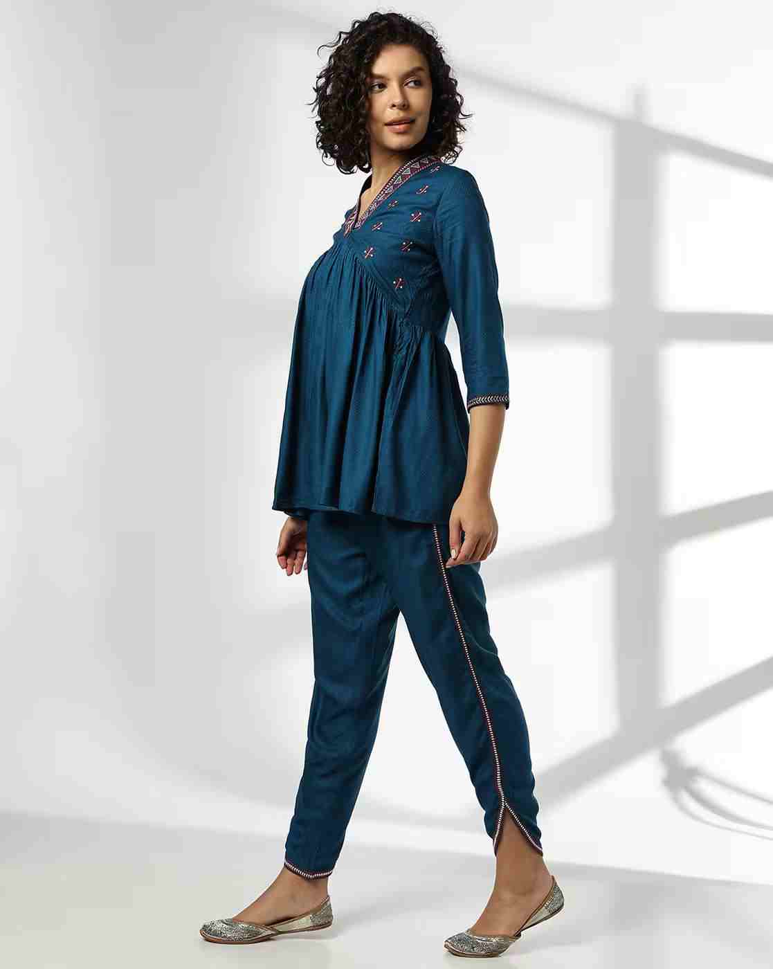 FUSION | Women Embroidered Empire Kurta & Pants Set|1