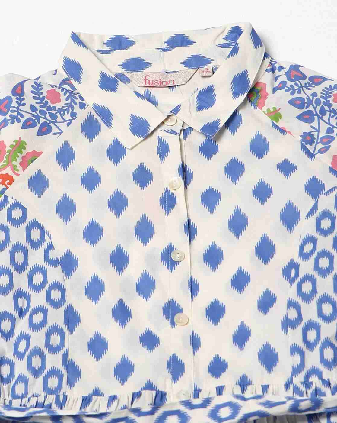 FUSION | Women Printed A-Line Dress with Tie-Up Belt|4