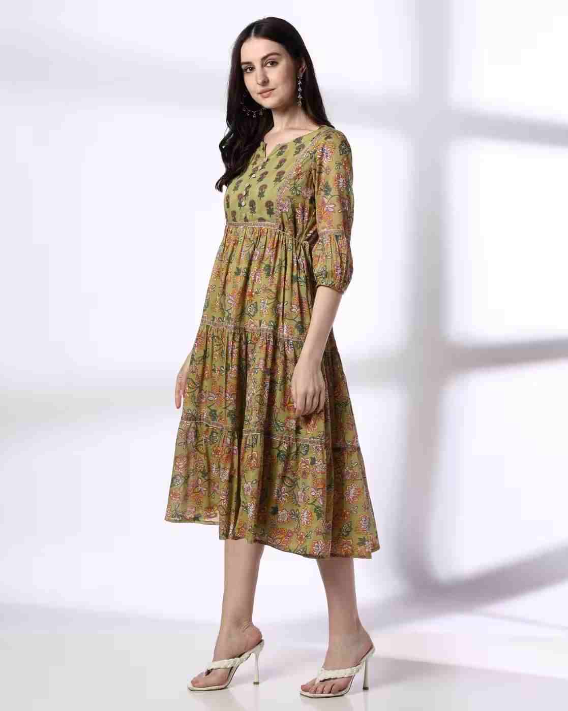 FUSION | Women Floral Print Tiered Dress