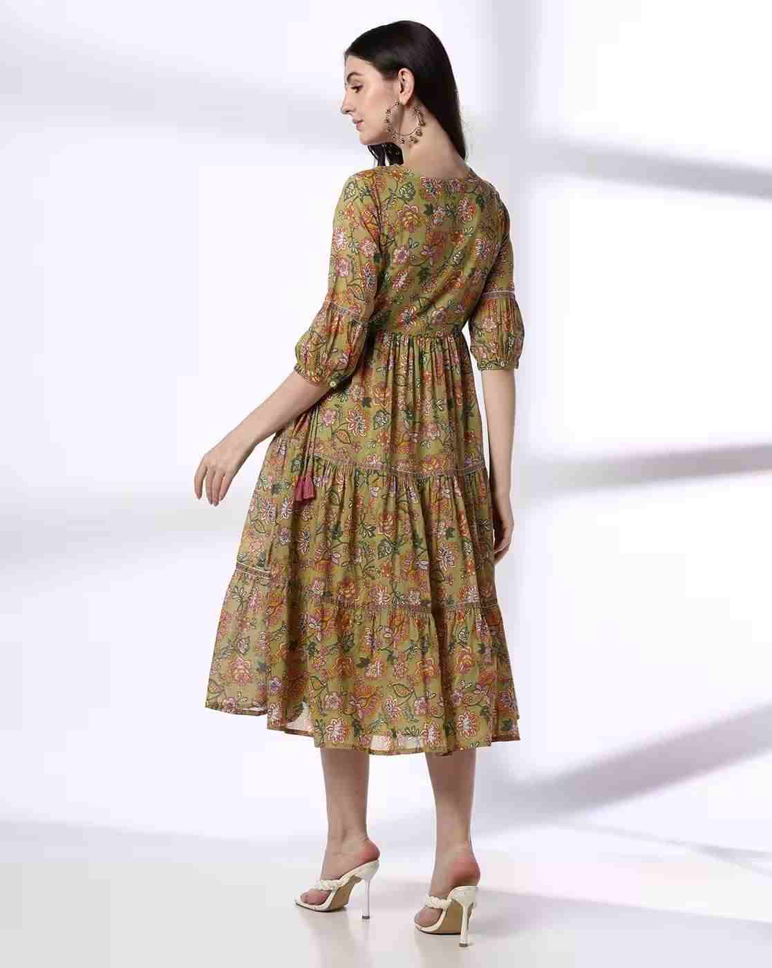 FUSION | Women Floral Print Tiered Dress|2