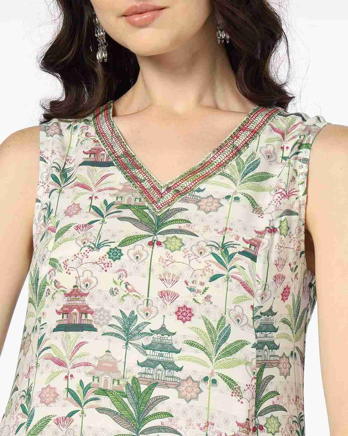 FUSION | Women Tropical Print A-Line Dress|3