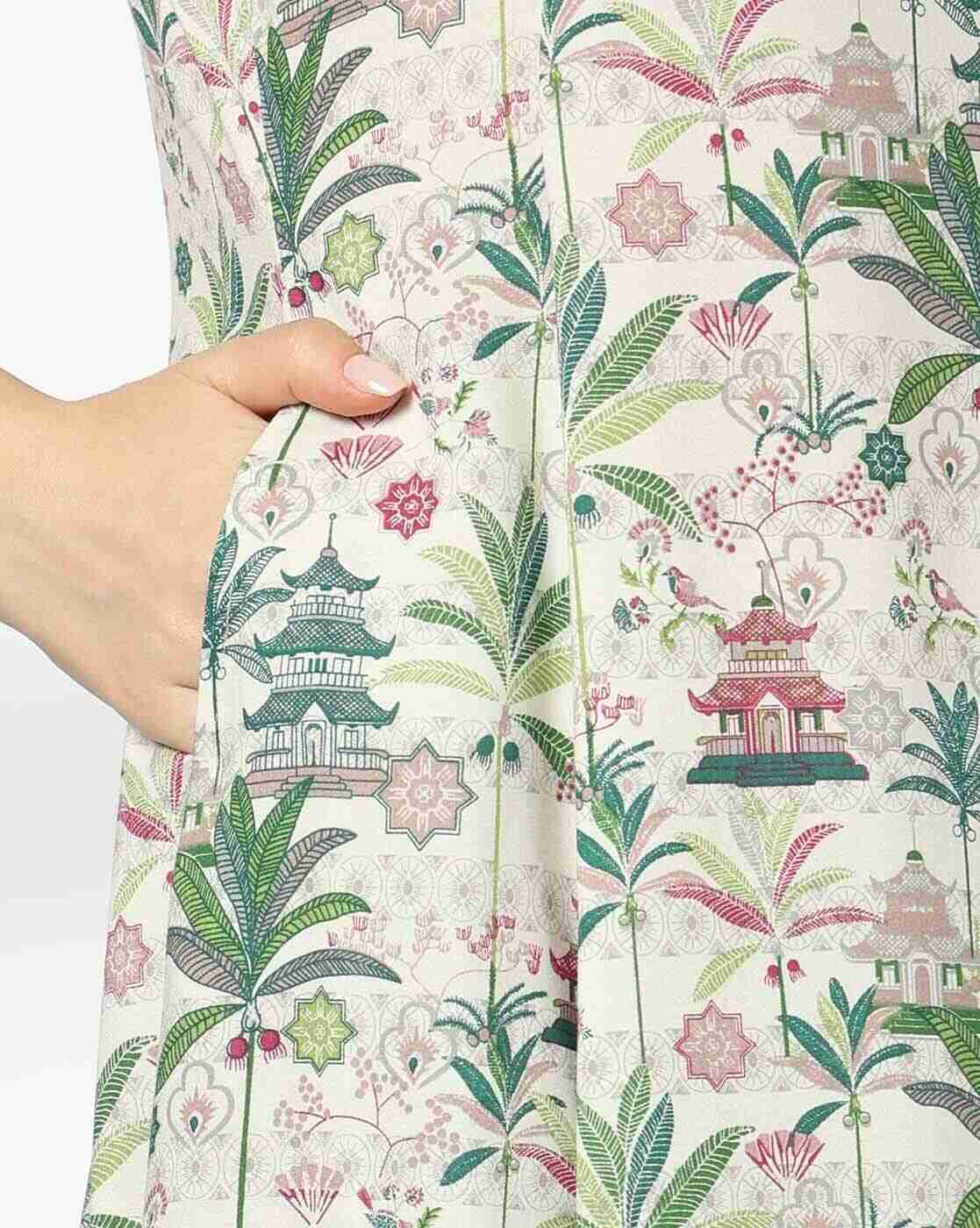 FUSION | Women Tropical Print A-Line Dress|4