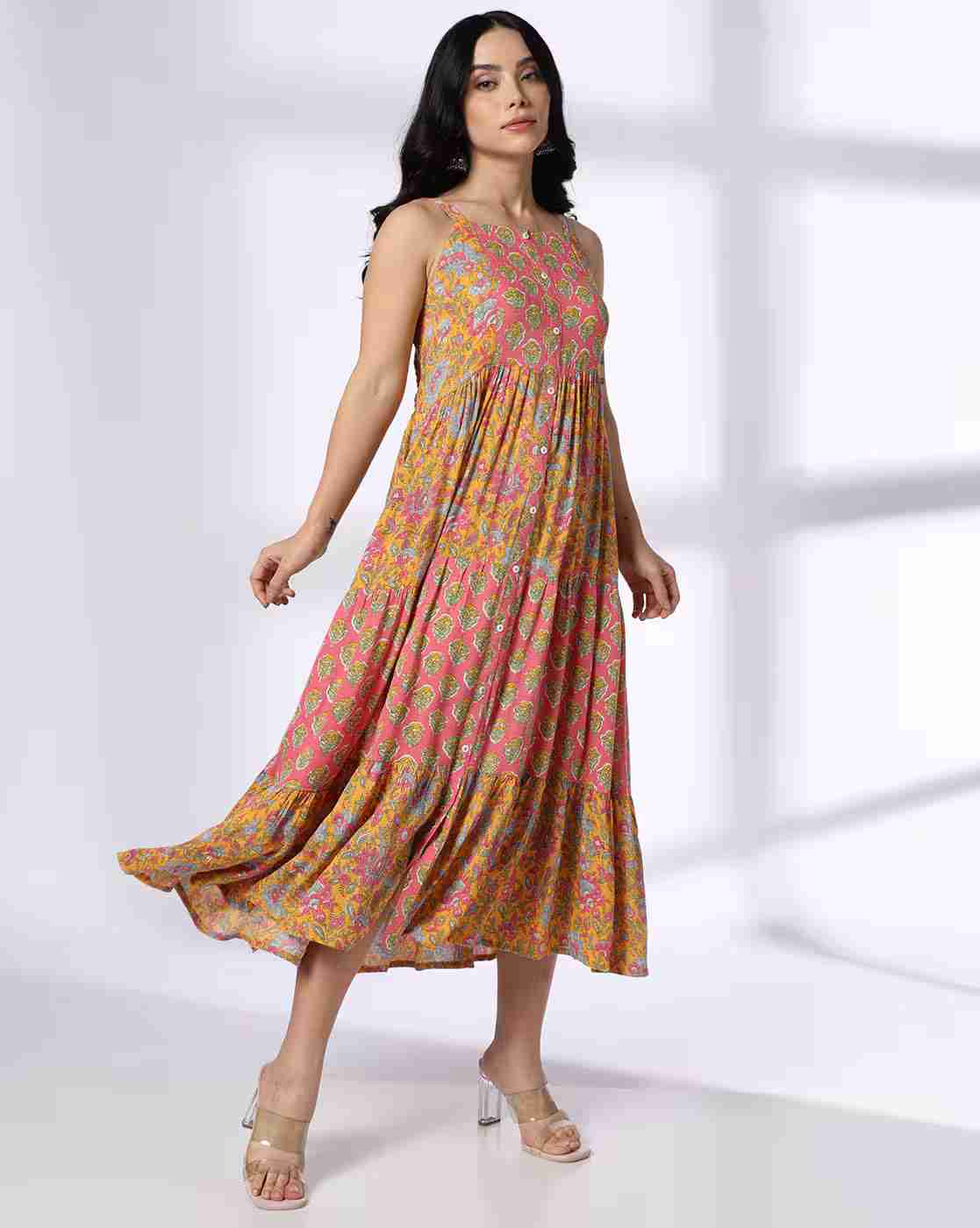 FUSION | Women Floral Print Tiered Dress|0