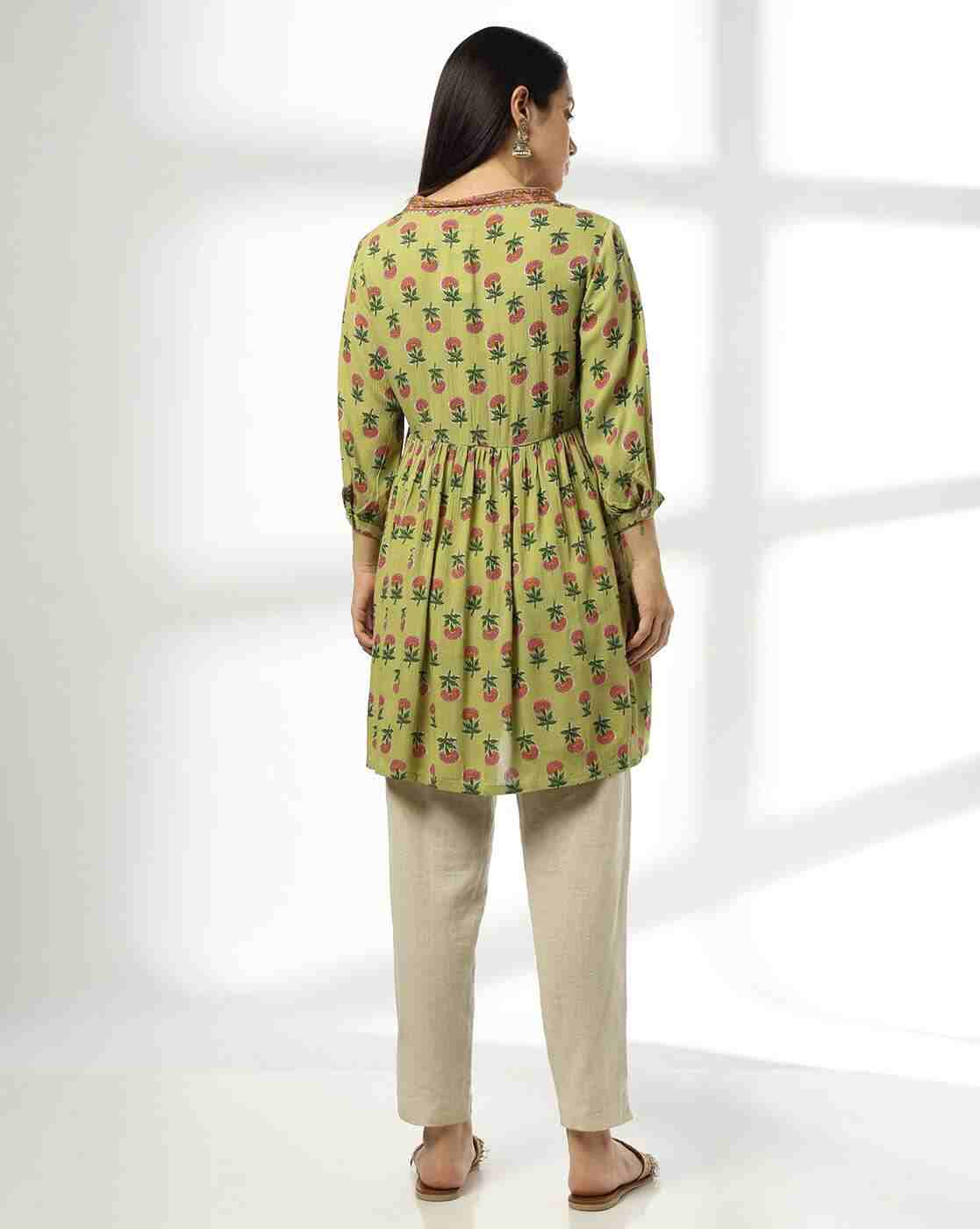 FUSION | Women Floral Print Relaxed Fit Alia-Cut Tunic|2