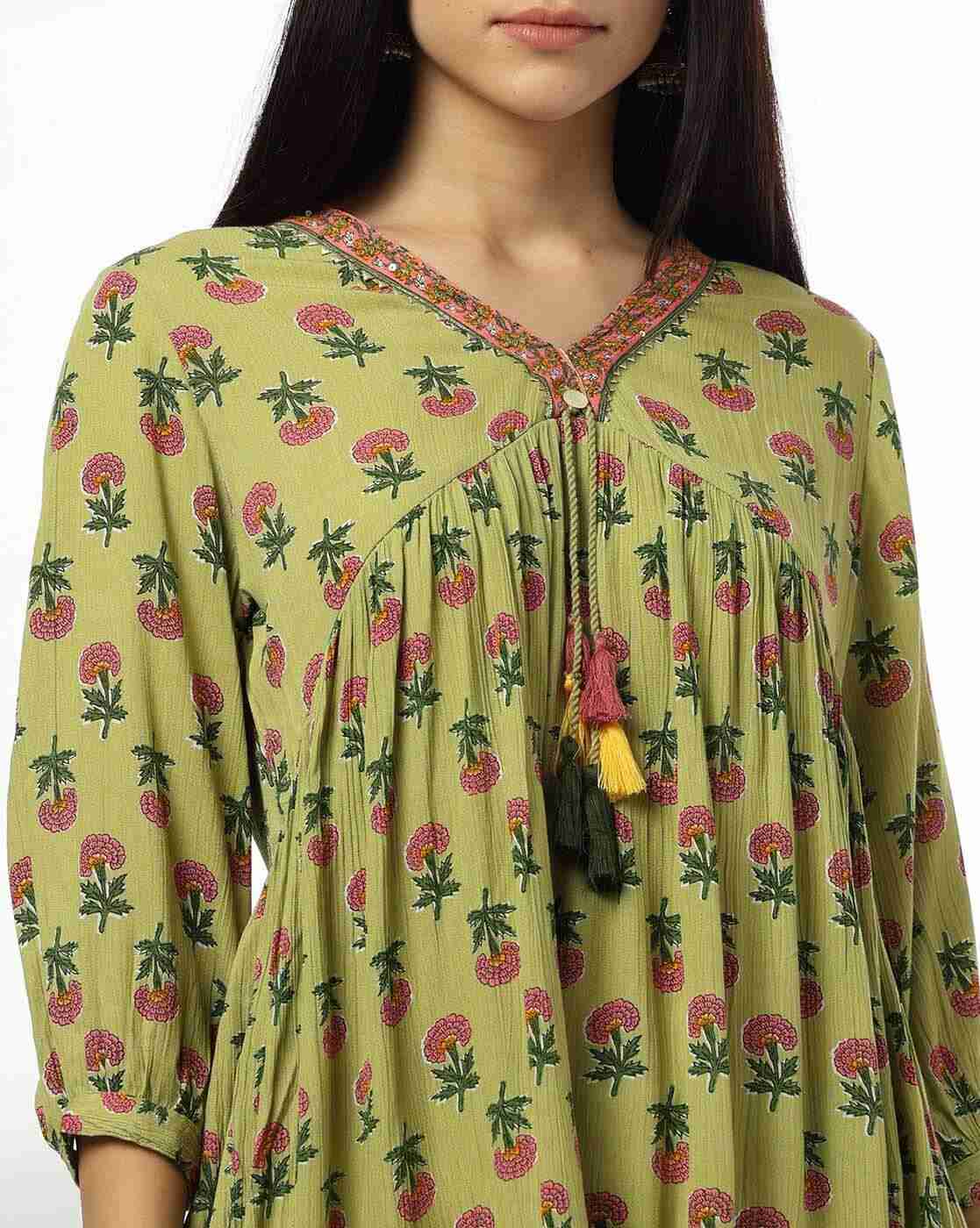 FUSION | Women Floral Print Relaxed Fit Alia-Cut Tunic|3