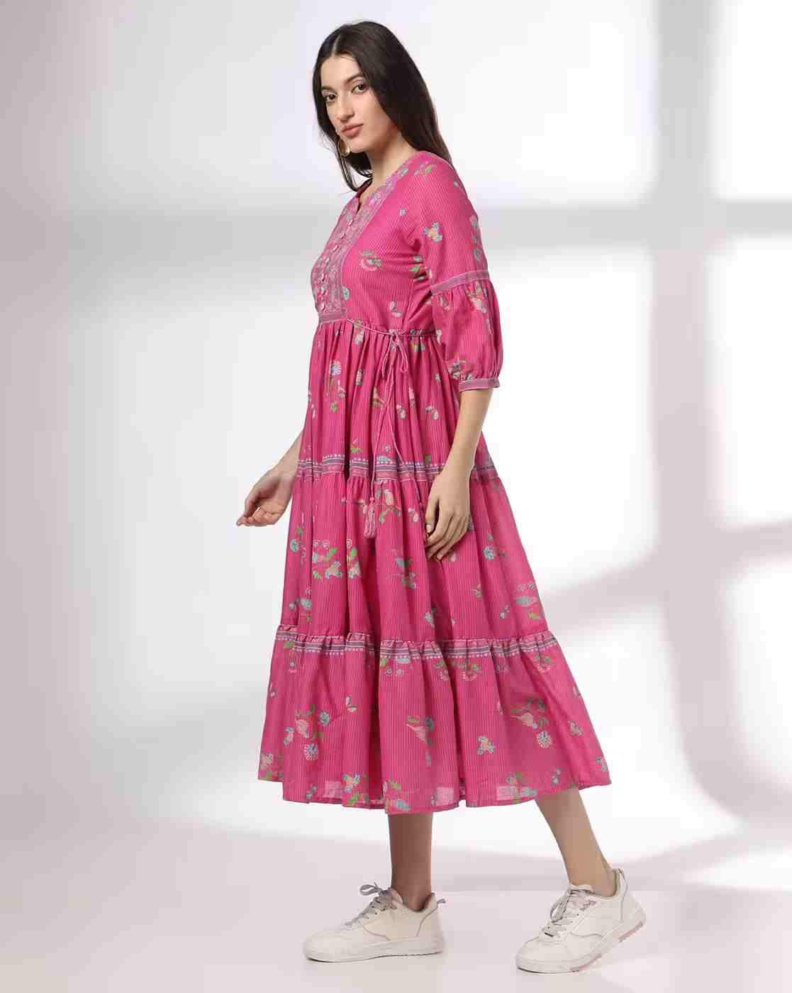 FUSION | Women Floral Print Tiered Dress