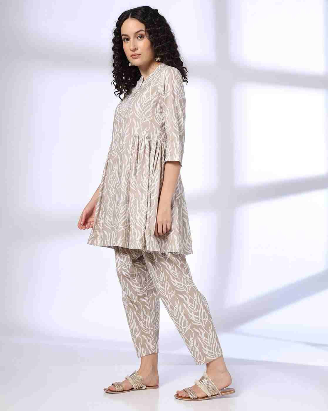 FUSION | Women Leaf Print Tunic & Pants Sets|1