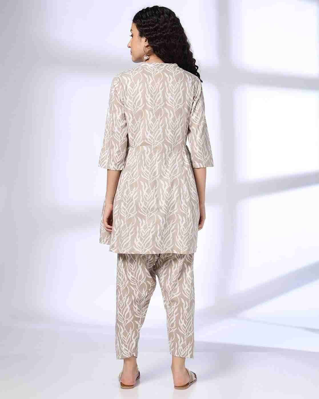 FUSION | Women Leaf Print Tunic & Pants Sets|2
