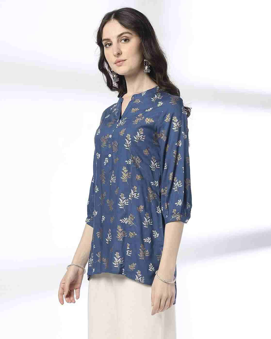 FUSION | Women Leaf Print A-Line Kurti|1