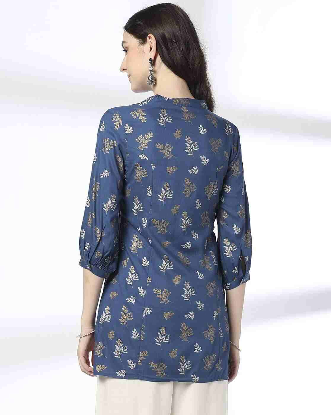 FUSION | Women Leaf Print A-Line Kurti|2