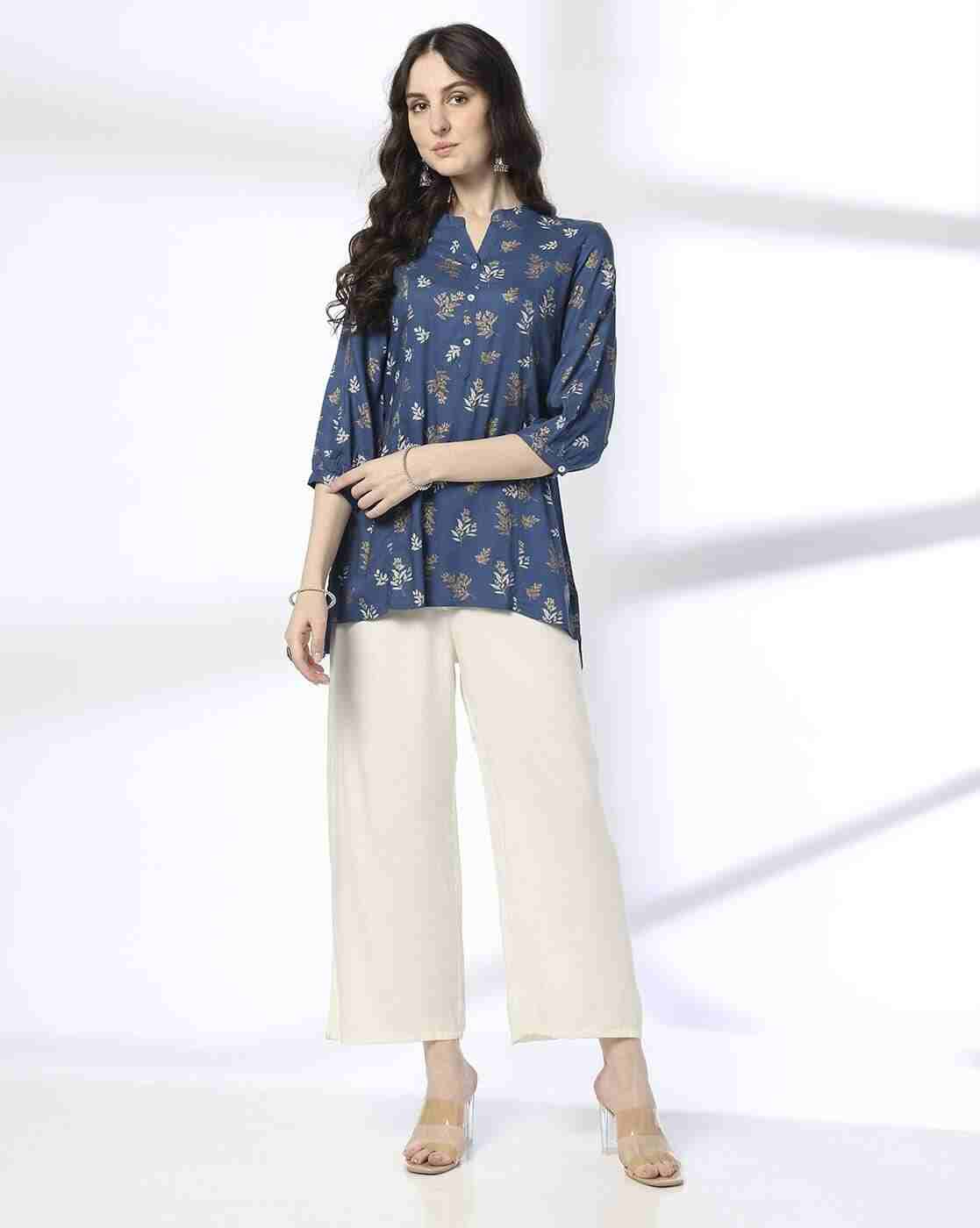 FUSION | Women Leaf Print A-Line Kurti|3