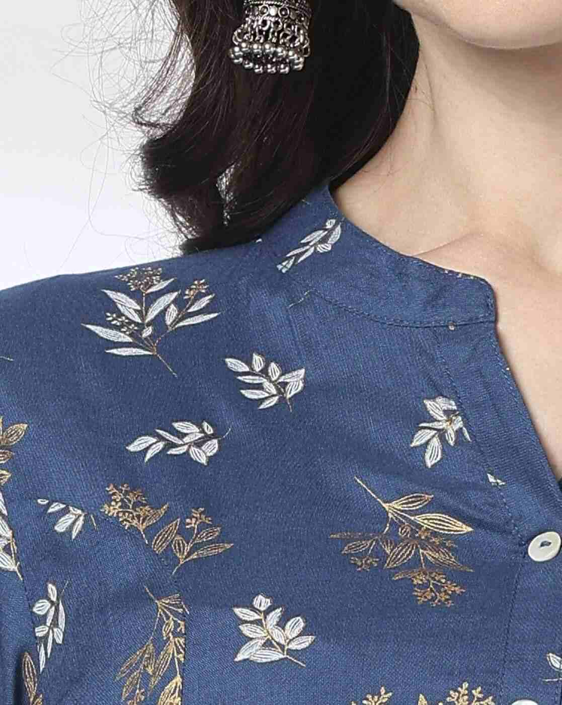 FUSION | Women Leaf Print A-Line Kurti|4