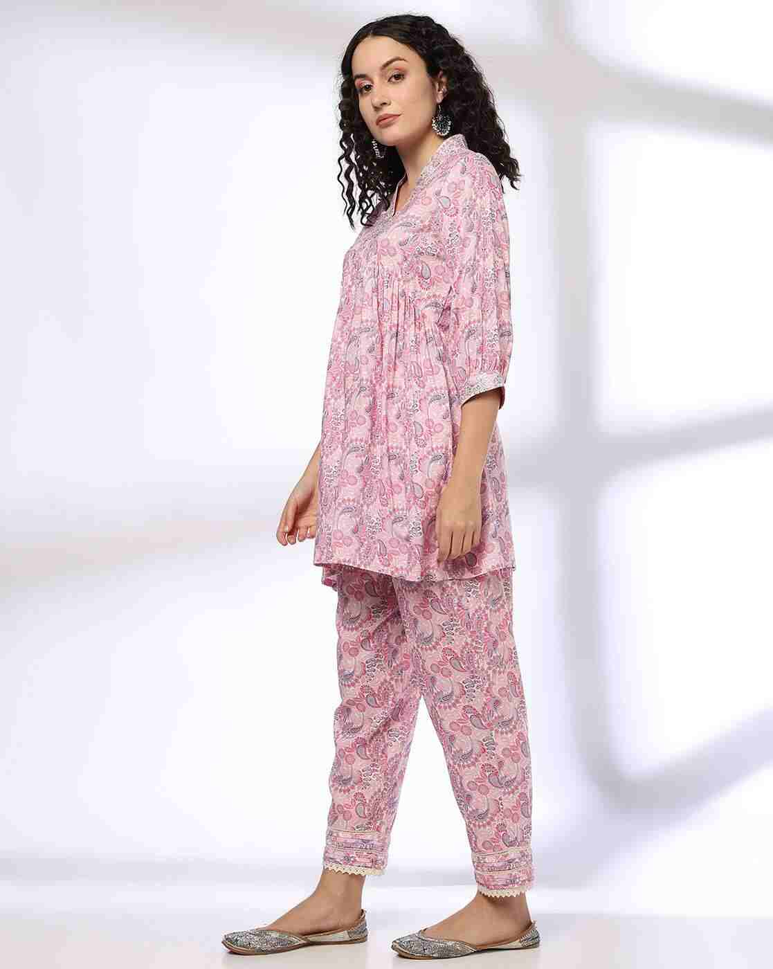 FUSION | Women Paisley Print A-Line Kurti & Pants Set|1