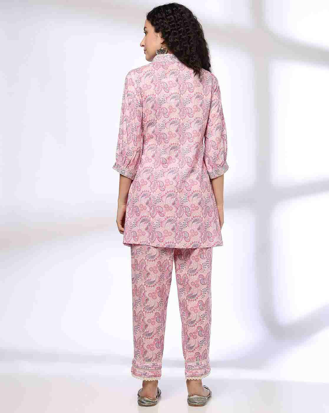 FUSION | Women Paisley Print A-Line Kurti & Pants Set|2