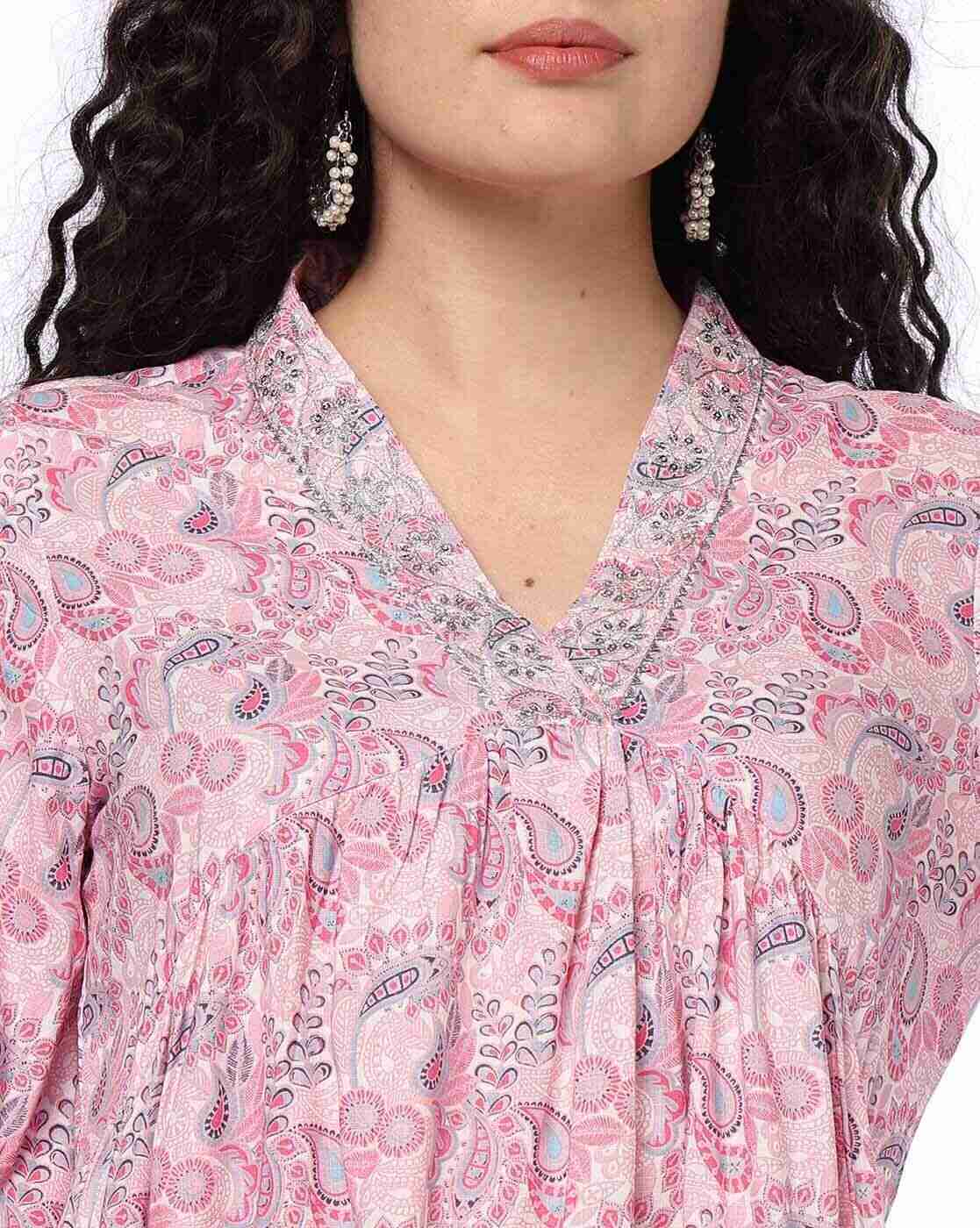 FUSION | Women Paisley Print A-Line Kurti & Pants Set|3
