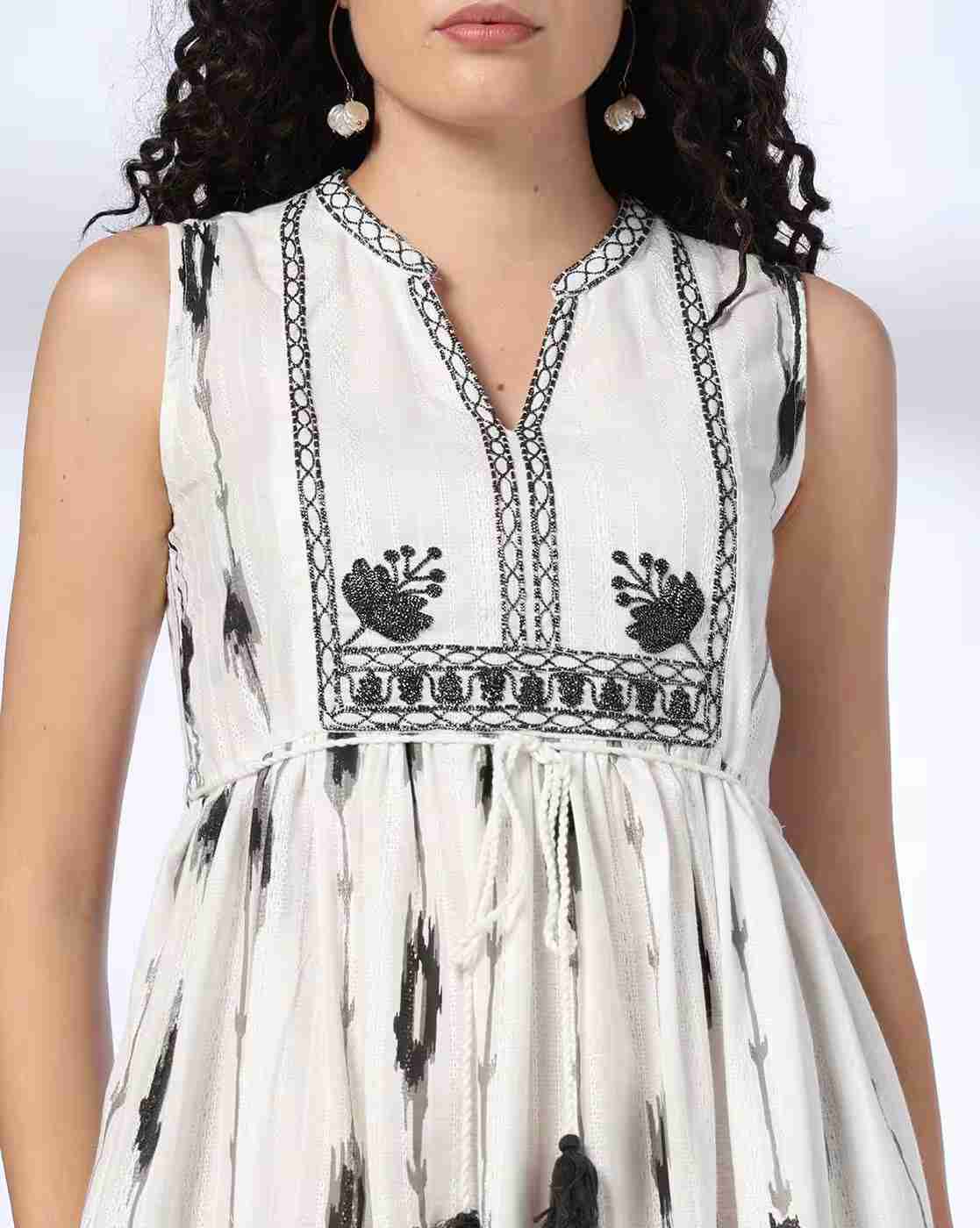 FUSION | Women Ikat Print Fit & Flare Dress|3