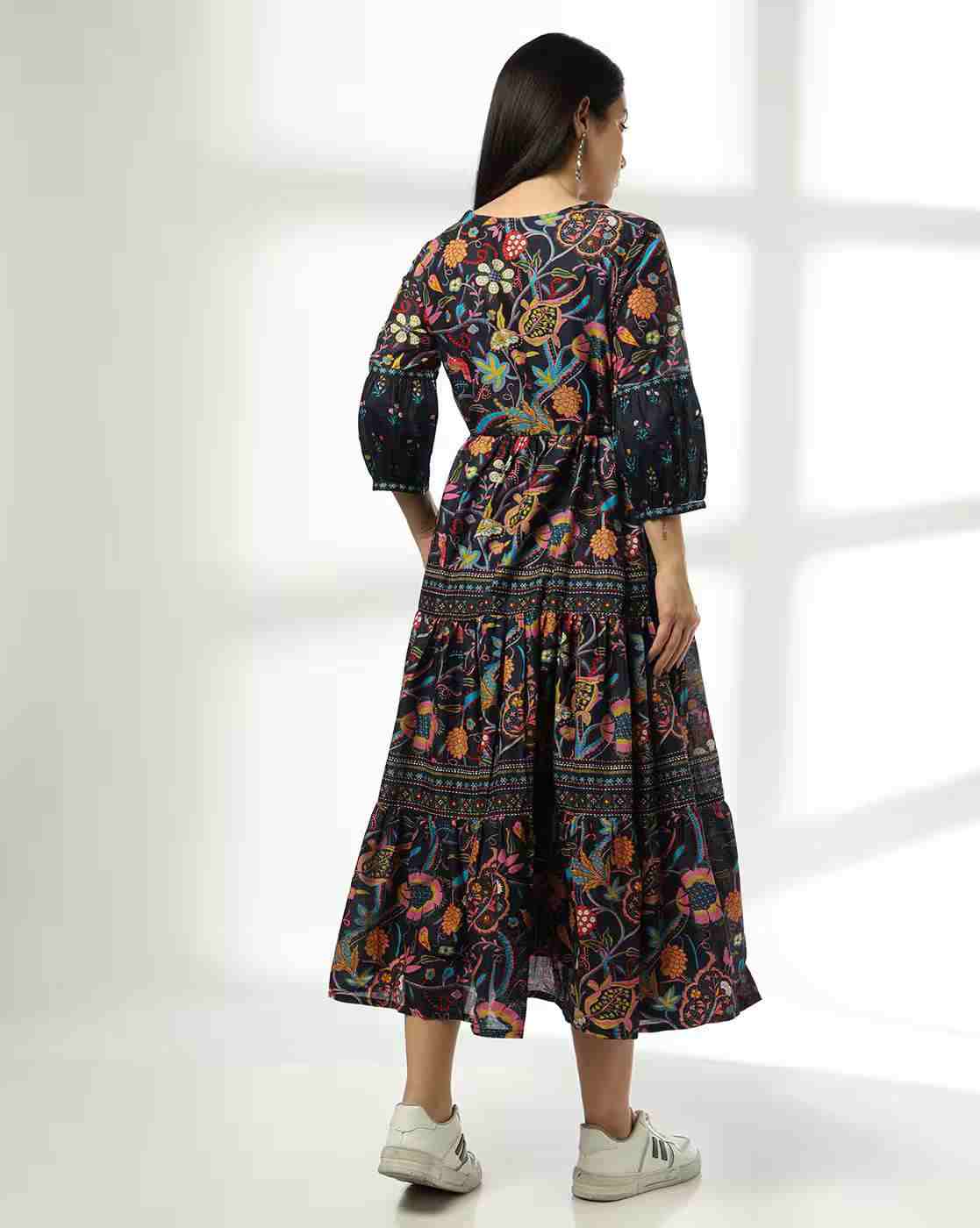 FUSION | Women Floral Print Tiered Dress|2
