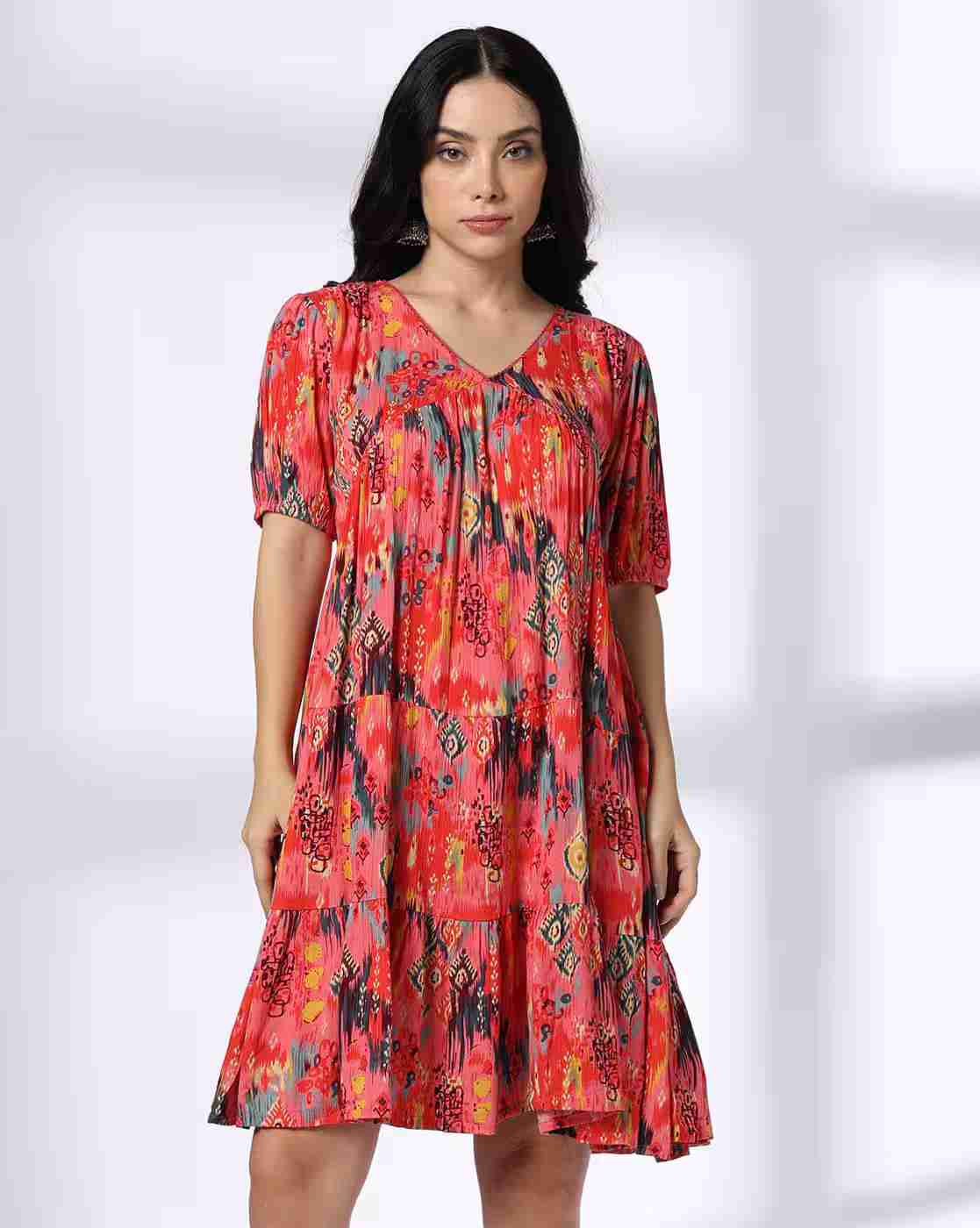 FUSION | Women Printed Tiered Dress|0