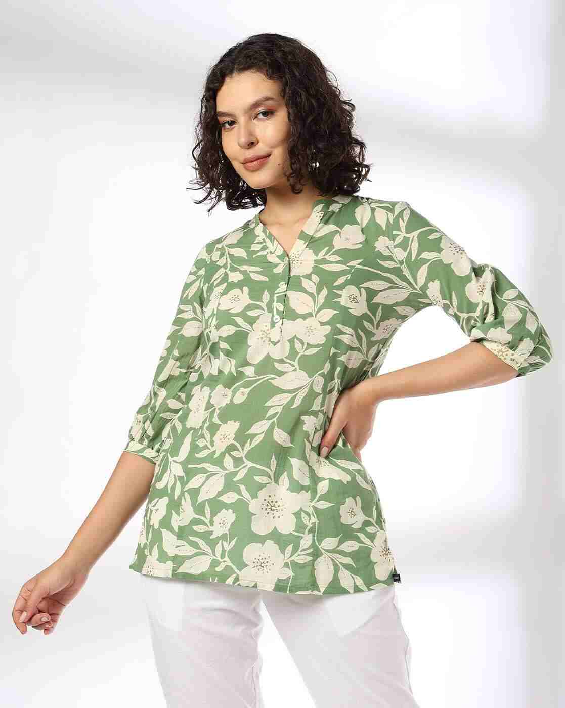 FUSION | Women Floral Print A-Line Kurti|0