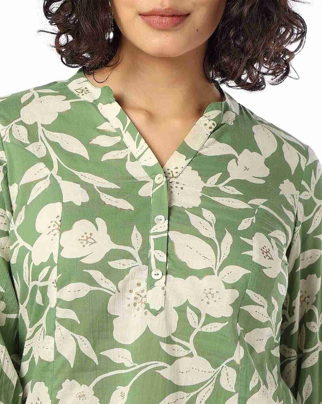FUSION | Women Floral Print A-Line Kurti|3