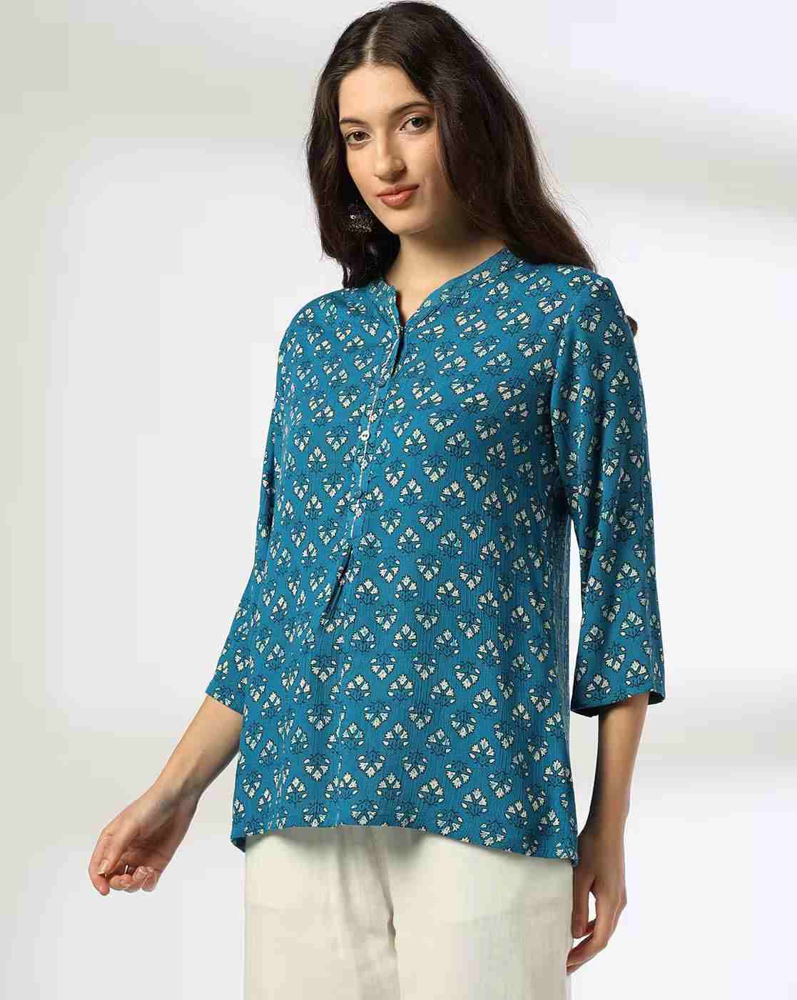 FUSION | Women Floral Print A-Line Kurti|0