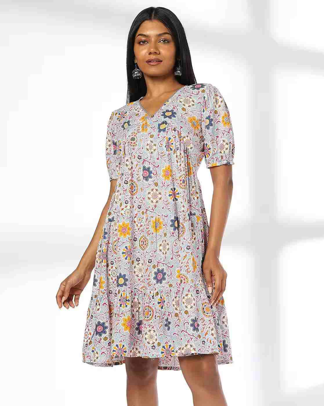FUSION | Women Floral Print Empire Dress|0