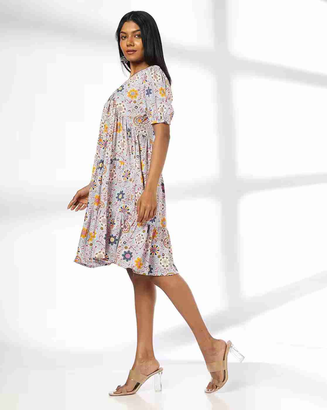FUSION | Women Floral Print Empire Dress|1