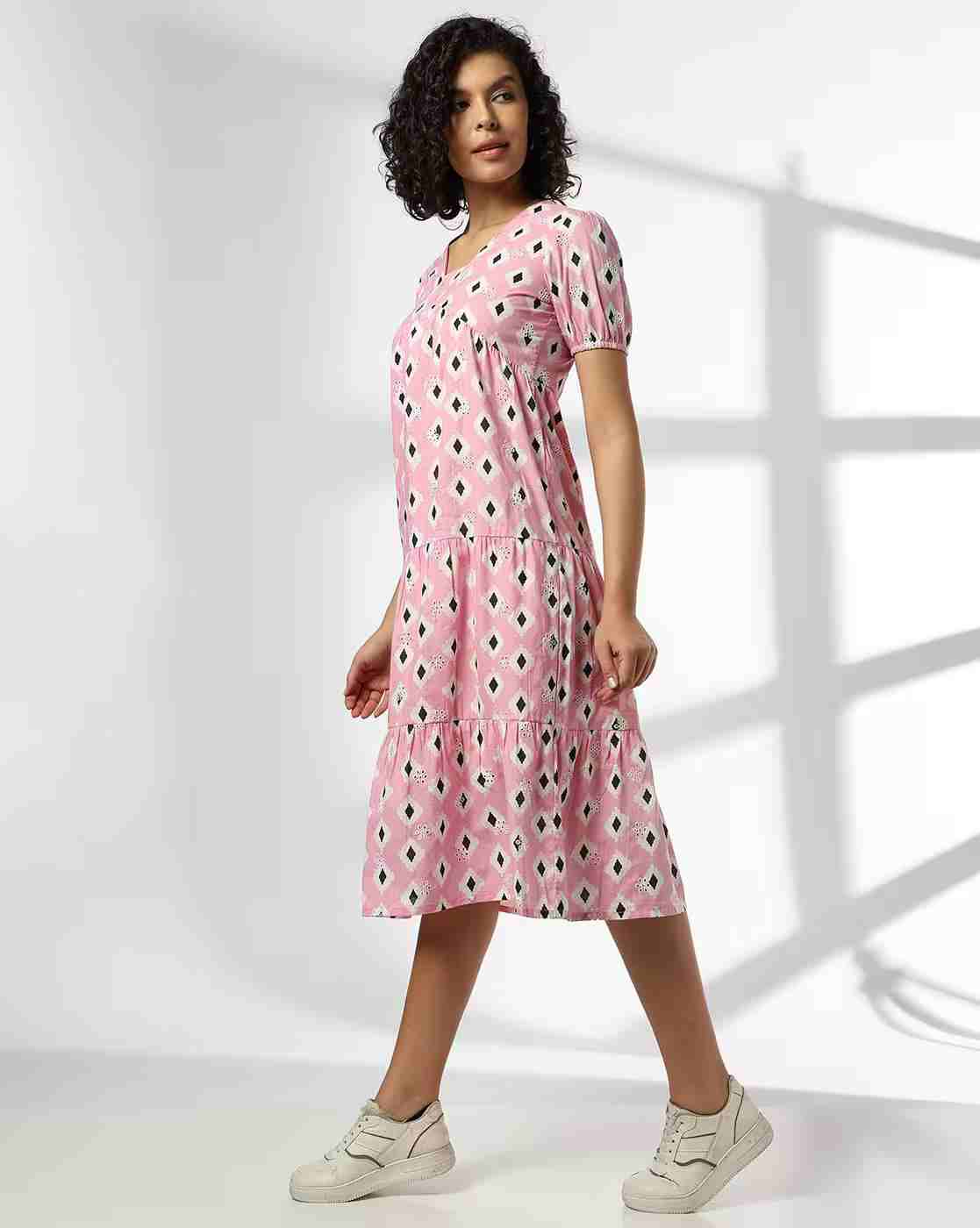 FUSION | Women Printed Tiered Dress|1
