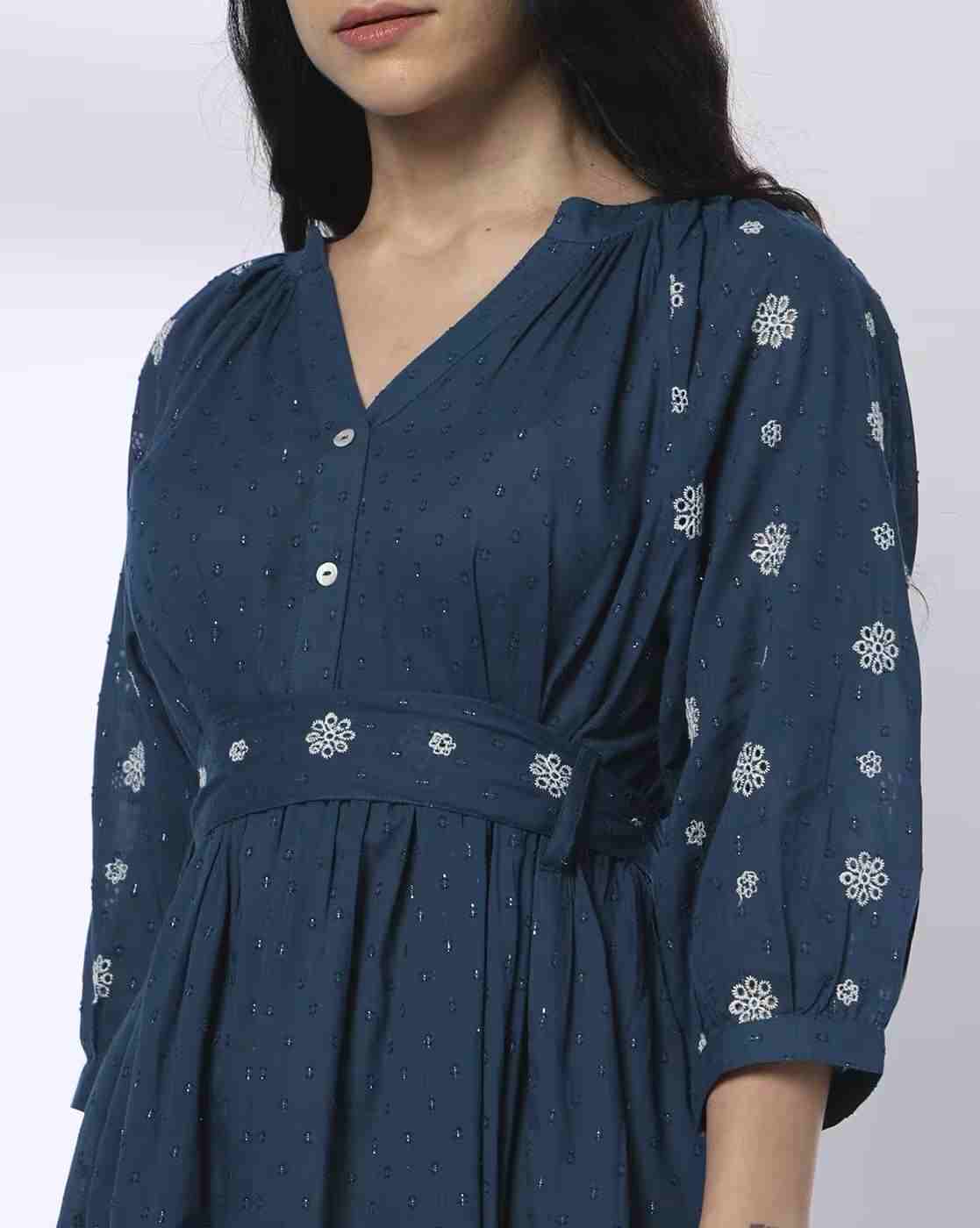 FUSION | Women Schiffli Embroidered Fit & Flare Dress|3