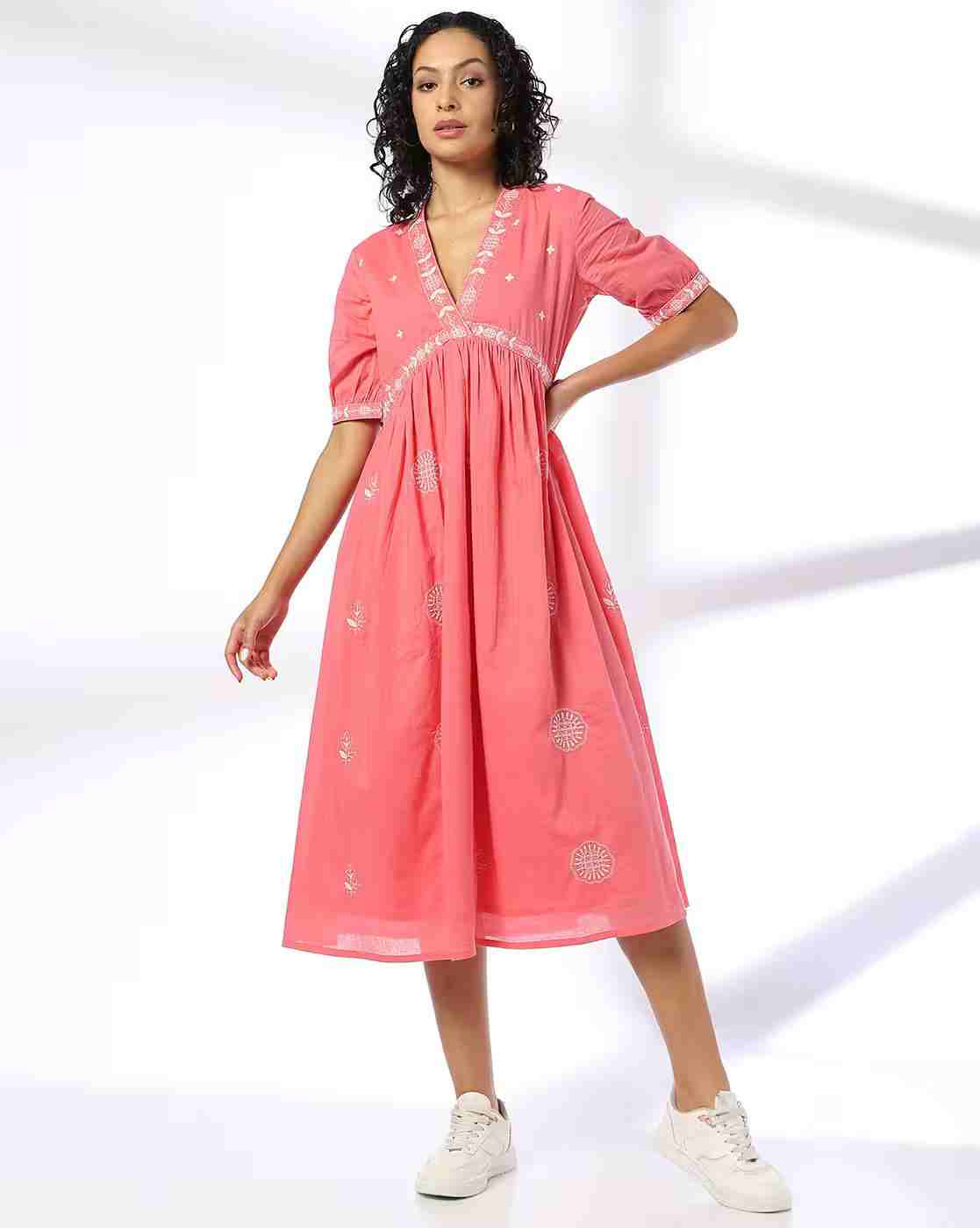 FUSION | Women Embroidered A-Line Dress|0