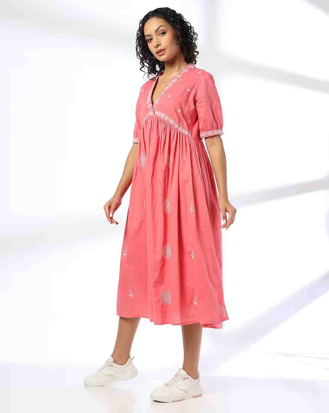 FUSION | Women Embroidered A-Line Dress|1