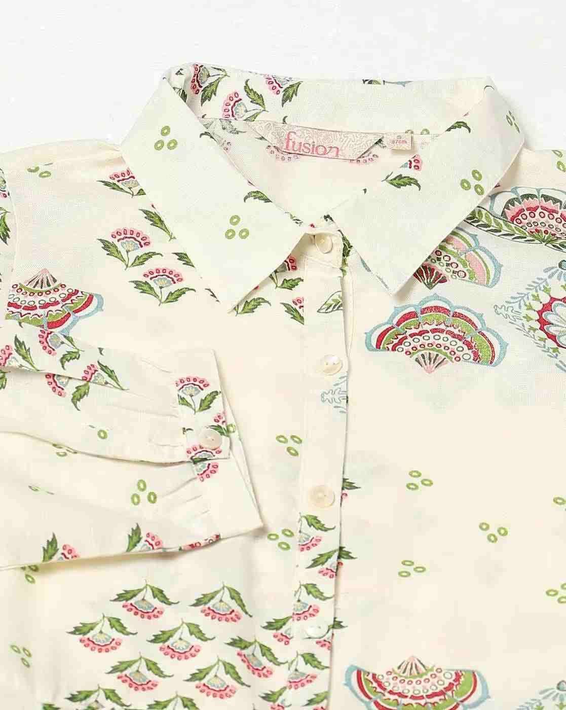 FUSION | Women Floral Print A-Line Dress with Tie-Up Belt|4