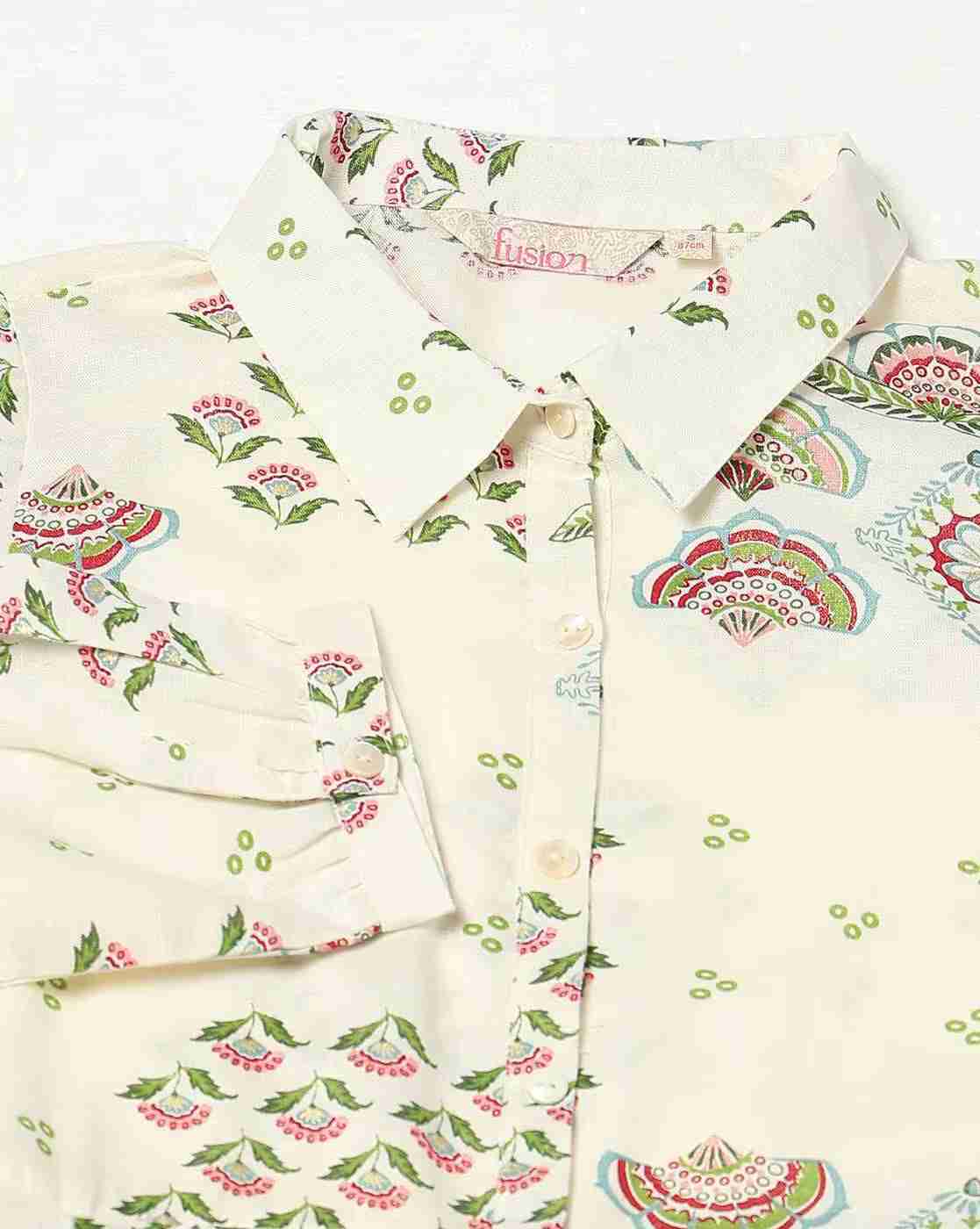 FUSION | Women Floral Print A-Line Dress with Tie-Up Belt|4