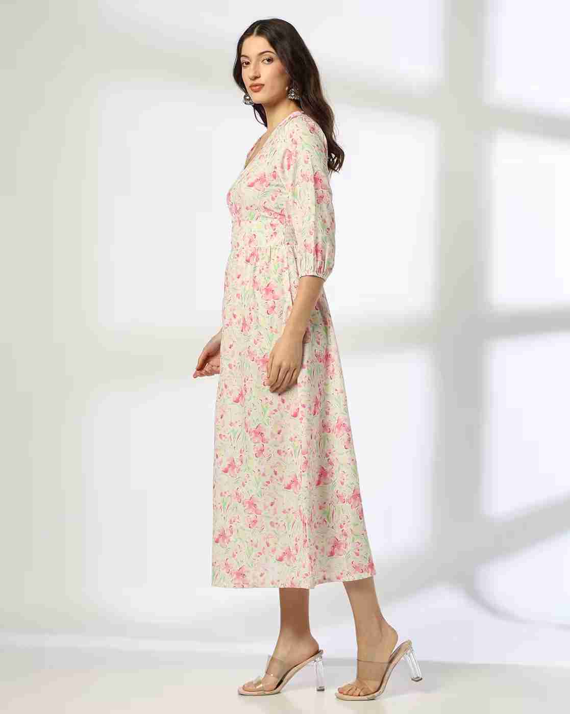 FUSION | Women Floral Print A-Line Dress|1