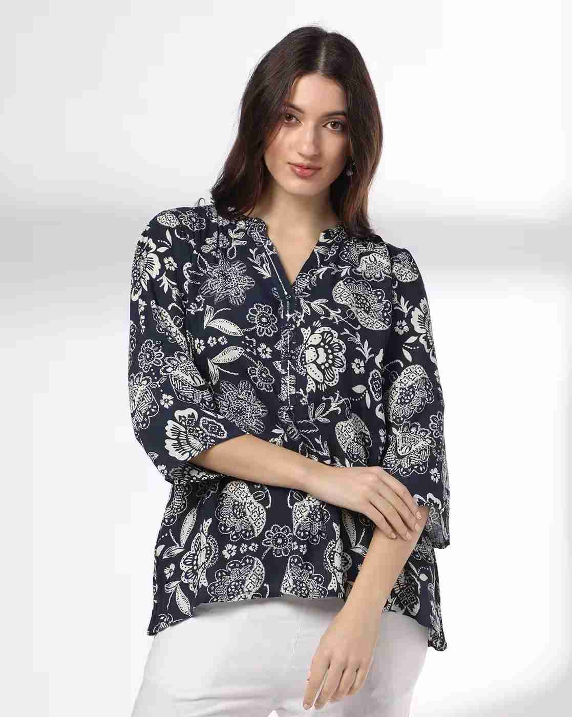 FUSION | Women Floral Print Straight Kurti|0