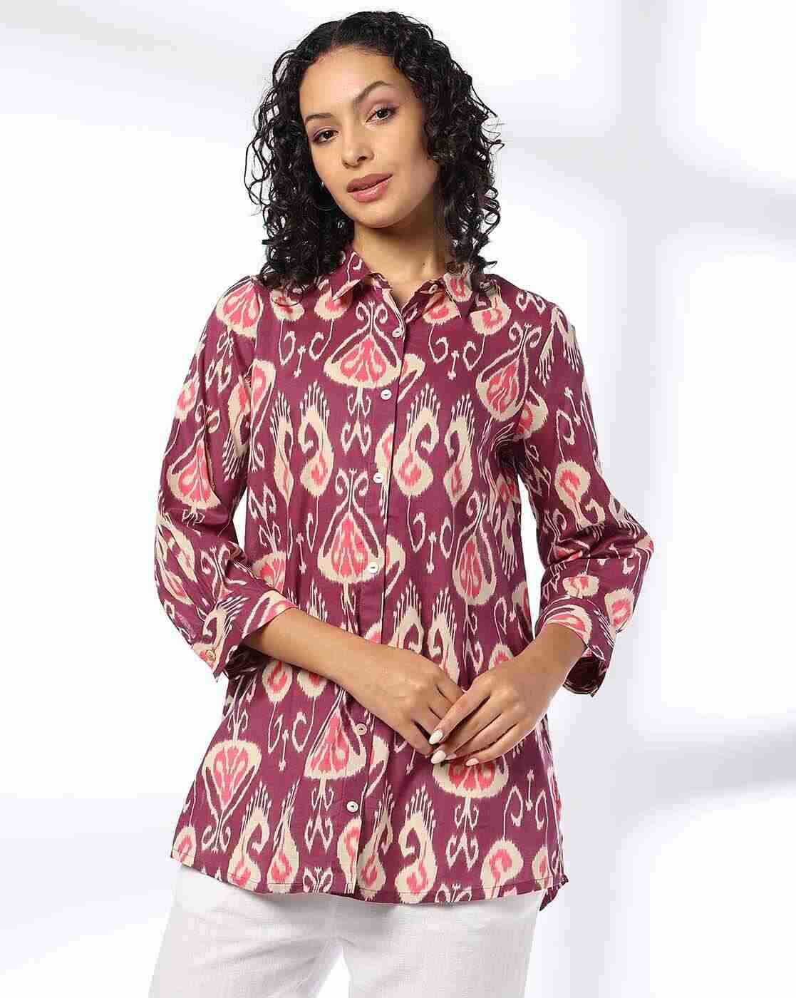 FUSION | Women Ikat Print Straight Kurti|0