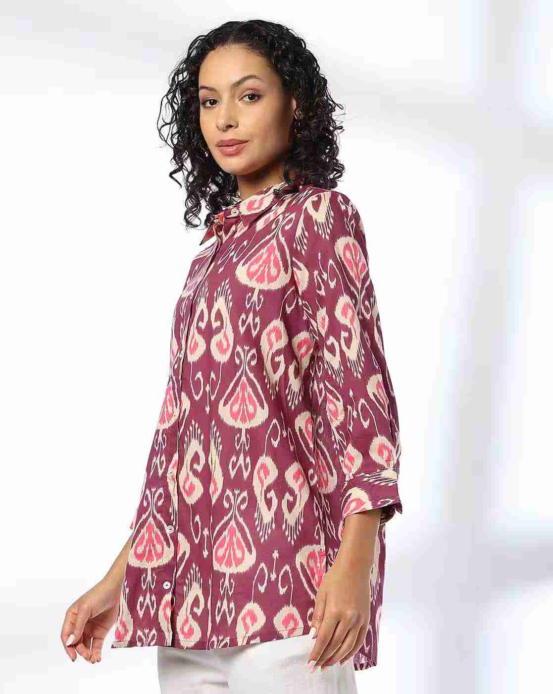 FUSION | Women Ikat Print Straight Kurti