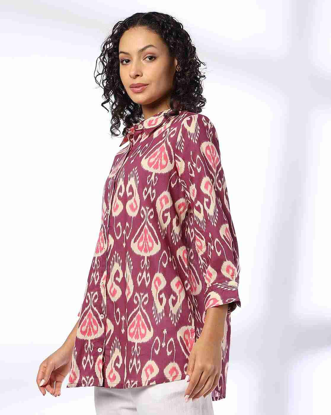 FUSION | Women Ikat Print Straight Kurti|1