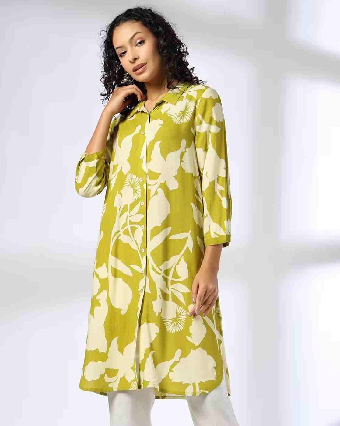 FUSION | Women Floral Print A-Line Kurti|0