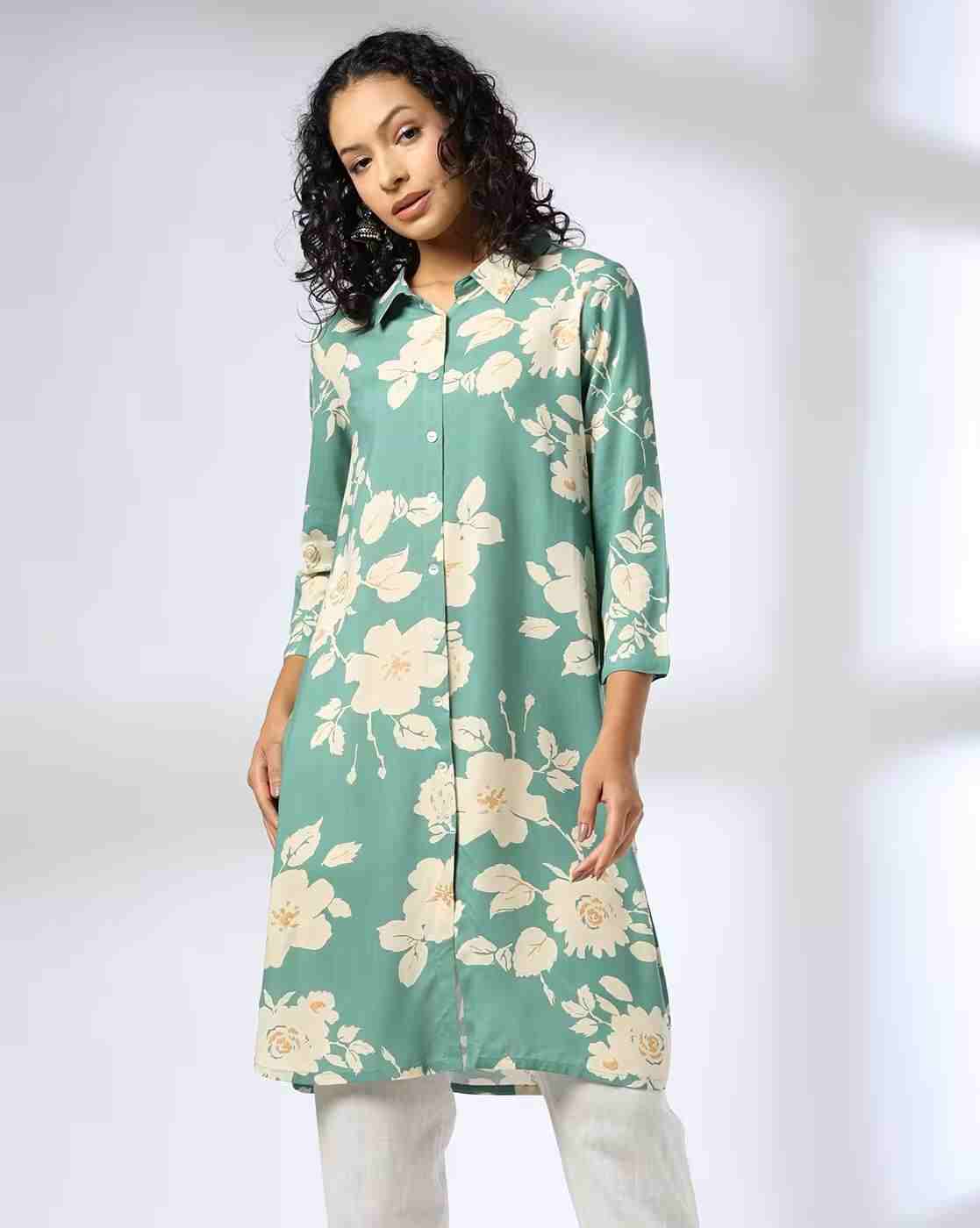 FUSION | Women Floral Print A-Line Kurti|0