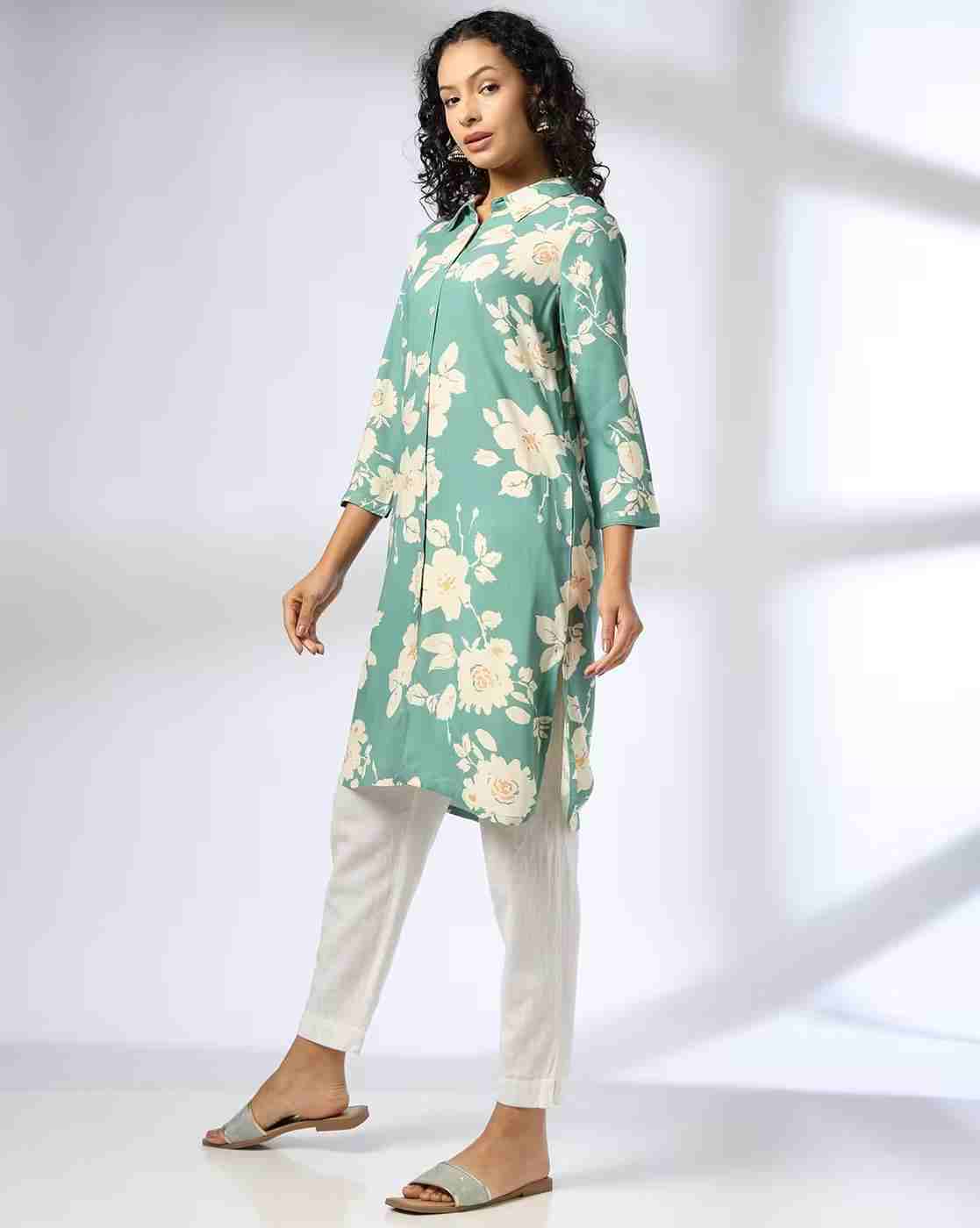 FUSION | Women Floral Print A-Line Kurti|1