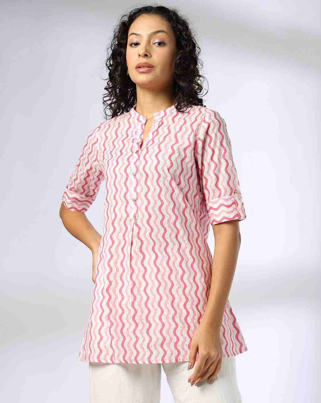 FUSION | Women Chevron Print A-Line Kurti|0