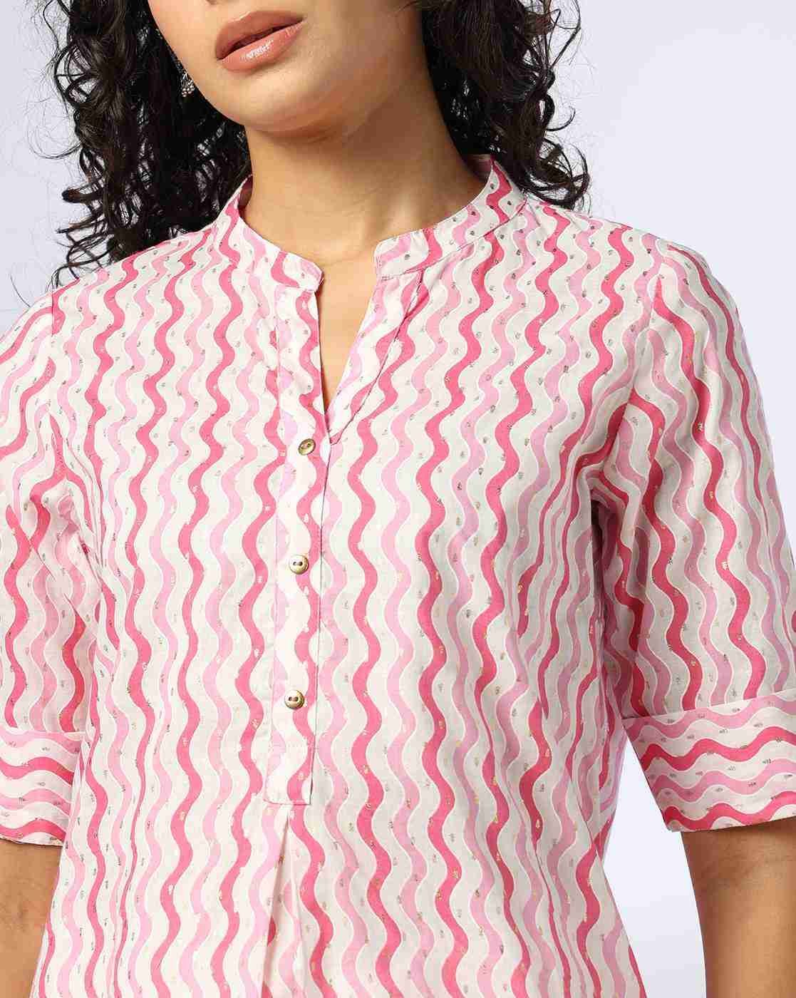 FUSION | Women Chevron Print A-Line Kurti|3