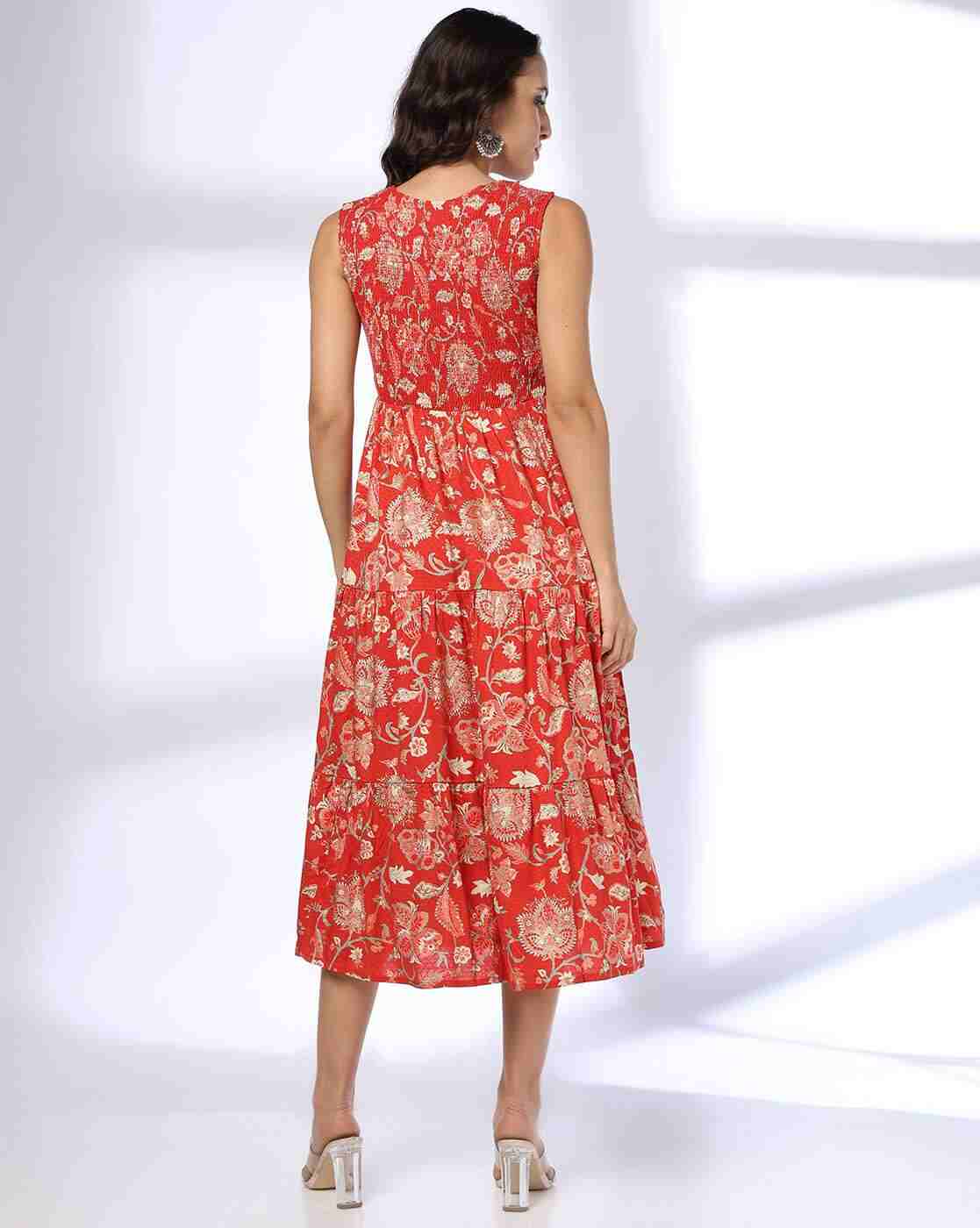 FUSION | Women Floral Print Round-Neck Fit & Flare Dress|2