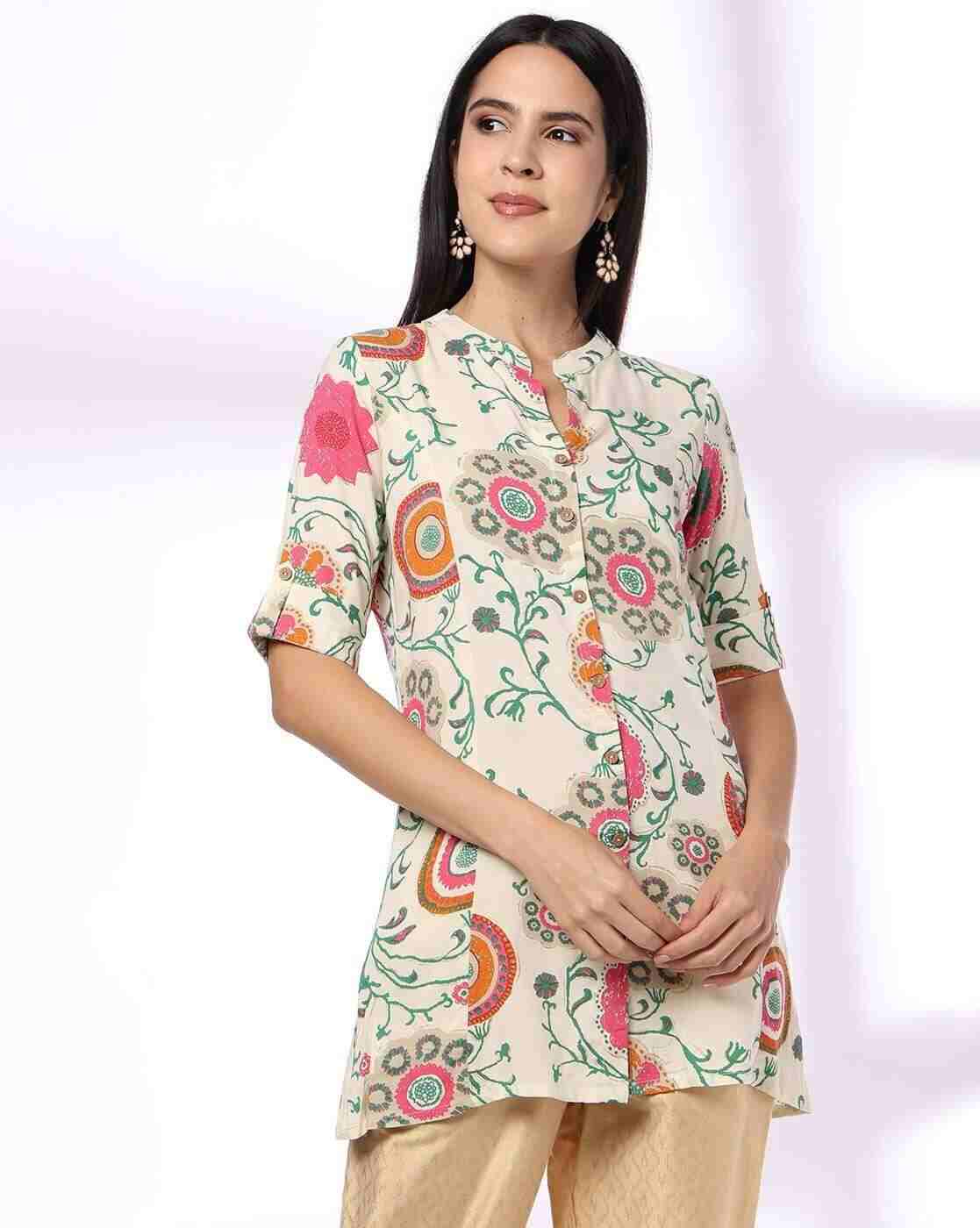 FUSION | Women Floral Print A-Line Kurti|0