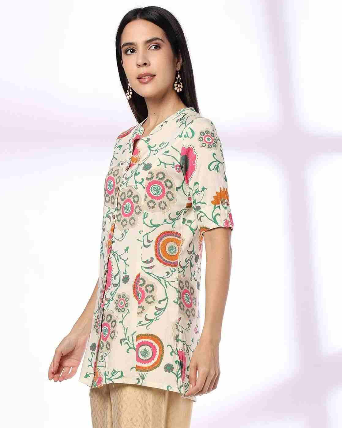 FUSION | Women Floral Print A-Line Kurti|1