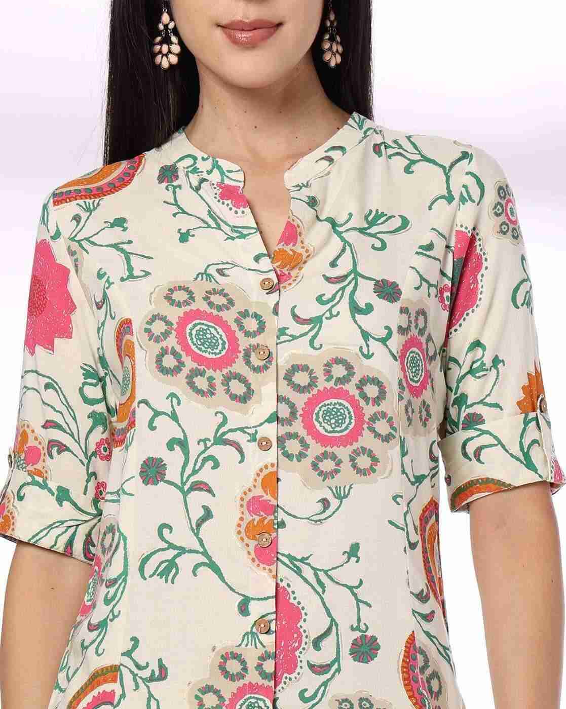 FUSION | Women Floral Print A-Line Kurti|3